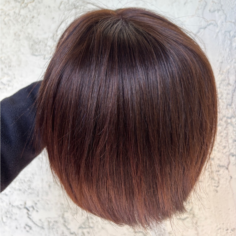 New Elegant Brown Human Hair Wig Bob Wig Virgin Ramy Hair Realistic Natural Soft